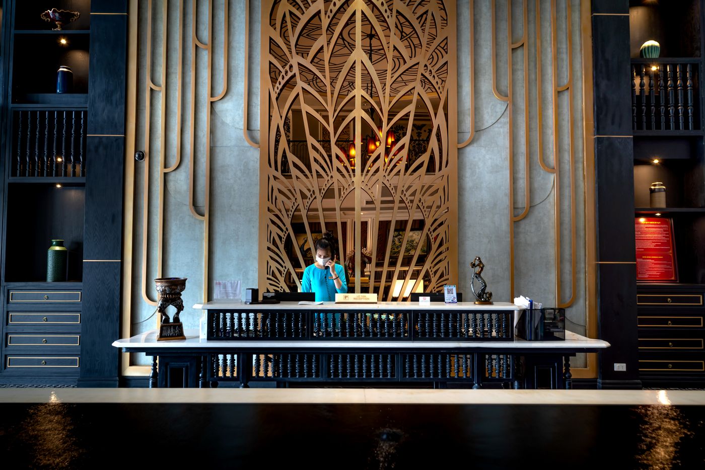 Hotel reception desk providing guest check-in support